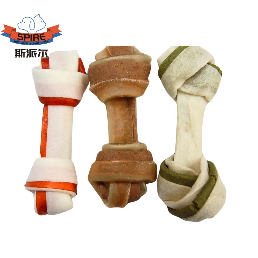 Pet Treats Manufacturer OEM Label Bone Natural Knotted Cowhide Dog Chews Beef Bone