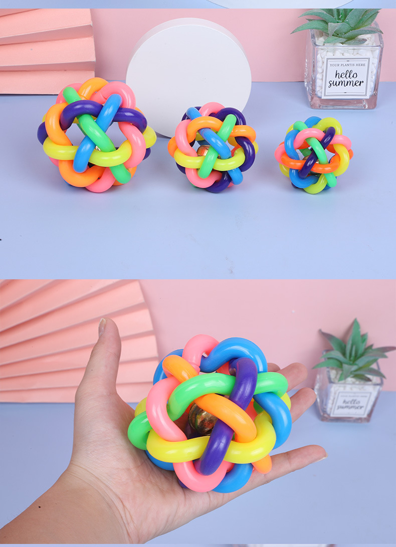 Colorful Bell Ball Small Rubber Braided Ball Puppy Chew Sound Pet Toy Ball Pet Supplies