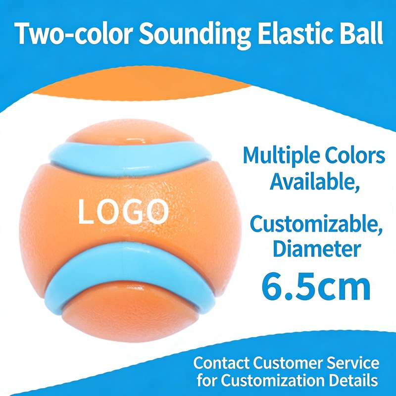 Squeaky Two-Tone Dog Ball Toy High Elasticity Interactive Dog Chew Toy Floating Dog Toy for Chewers Boredom Relief &amp; Training