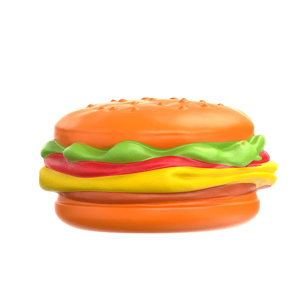 Pet Dog Chew Toys Hamburger Squeaky Dental Care Rubber Chew-Proof Teething Toy