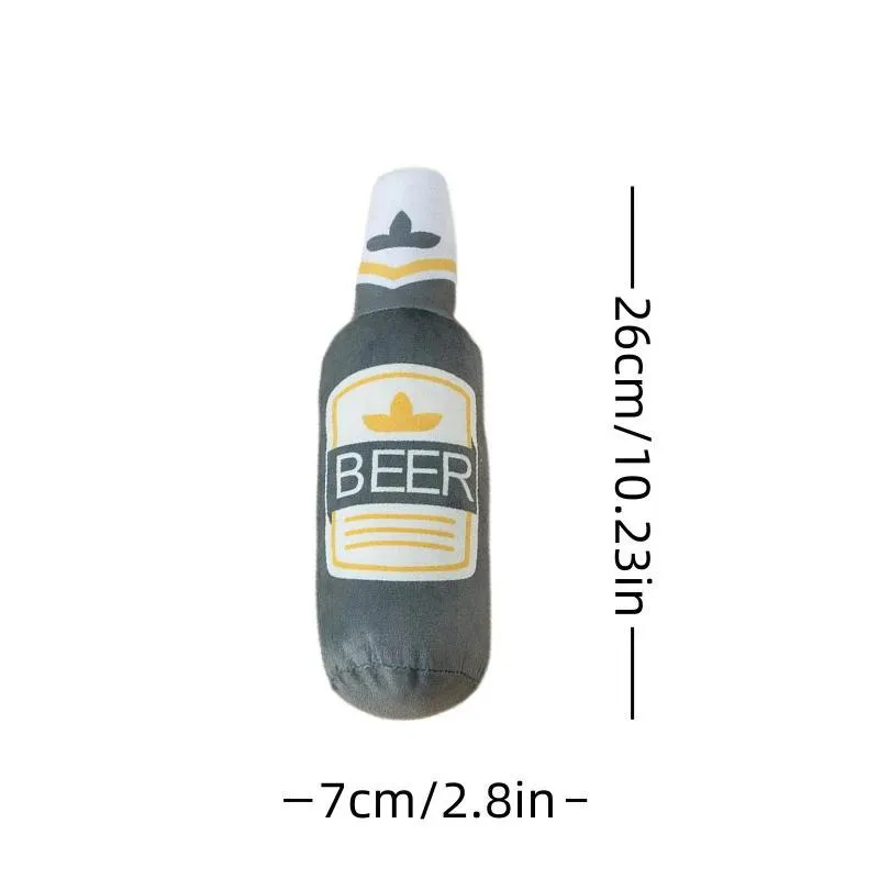 Plush Dog Toys Beer Bottle Shaped Squeaky Interactive Playing Supplies