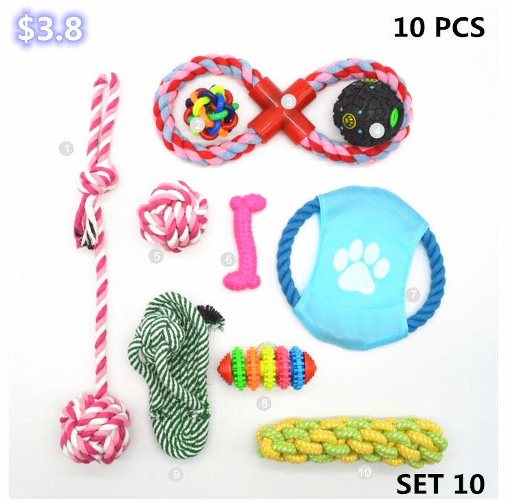 Pack Puppy Cotton Durable Dog Rope Chew Toy Set Pet Toys Set