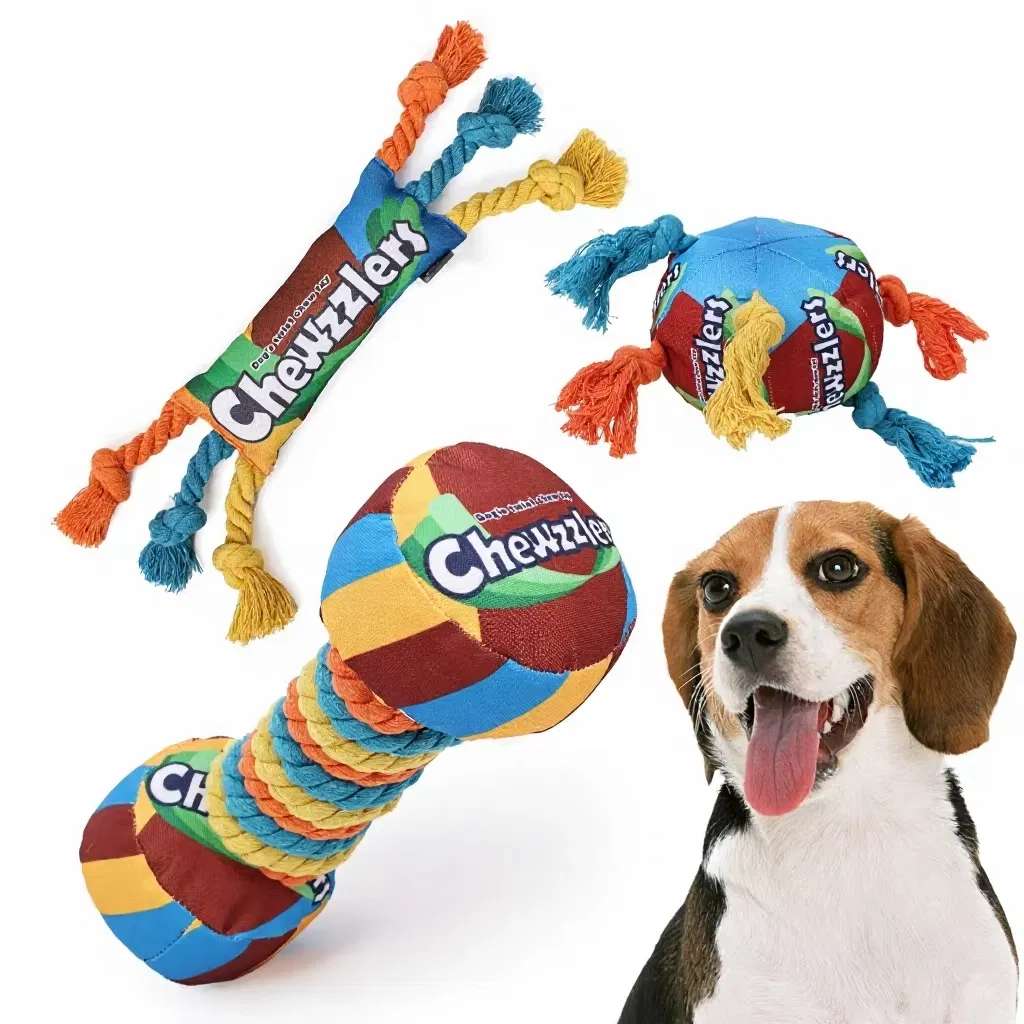 Rainbow Twisty Candy Shape Cotton Rope Chew Toy for Dogs