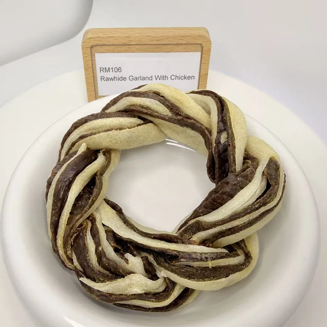 Chicken Wrapped Rawhide Garland Natural Dental Dog Chews