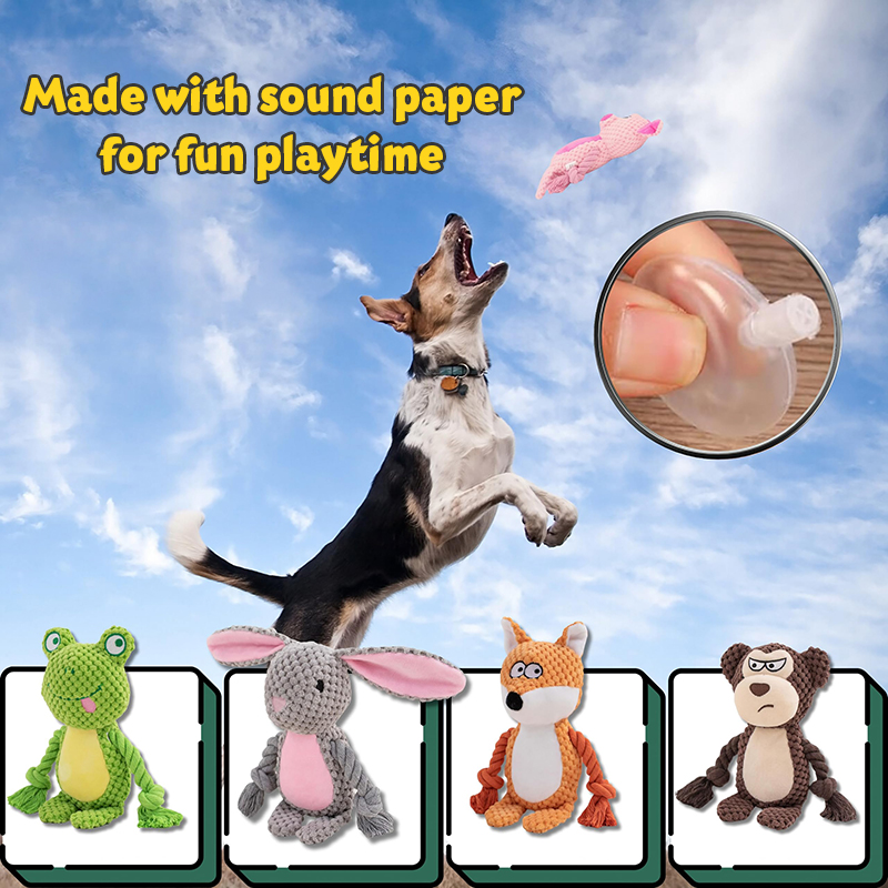 Custom Eco Friendly Squeaky Dog Chew Toys Durable Stuffed Animal Sound Pet Plush Toy for Aggressive Chewers Puppy Teeth Clean