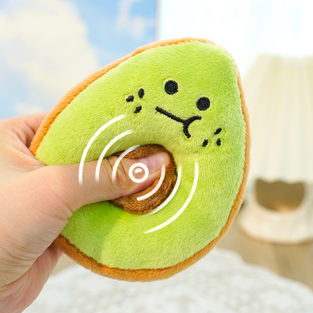 New Arrival Fruit Plush Toys For Dog Puppy Avocado Cute Pet Interactive Squeaky Toy Soft Squeak Dog Toy