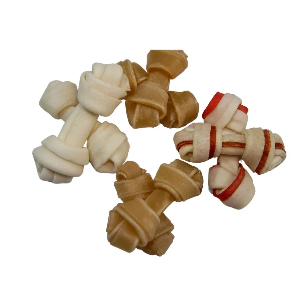 Pet Treats Manufacturer OEM Label Bone Natural Knotted Cowhide Dog Chews Beef Bone