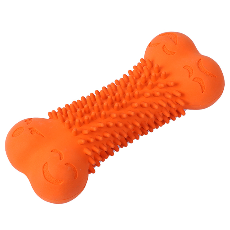 Bone Shape Durable Dog Chew Toy Multi-functional Teeth Cleaning Natural Rubber Dog Chew Toy for Aggressive Chewers