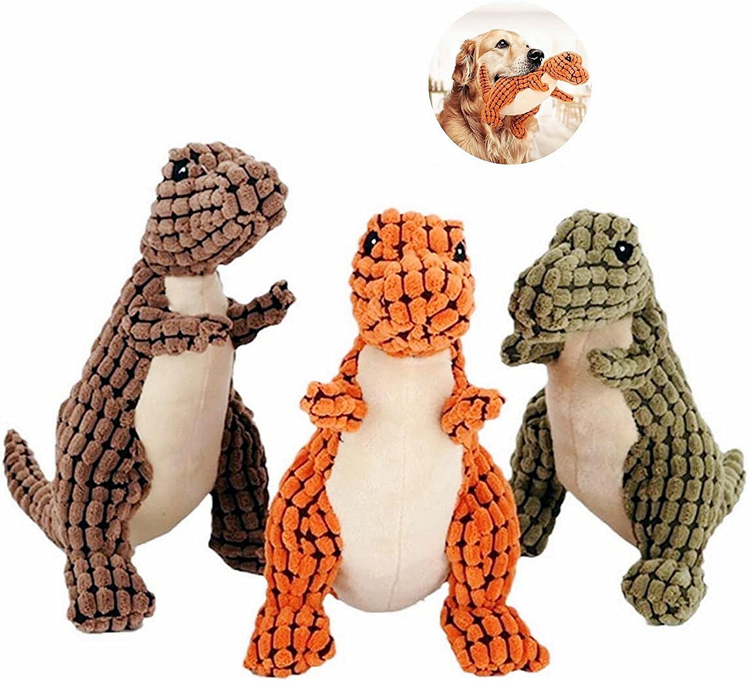 Indestructible Dog Toy Robust Dino Durable Squeaky Dog Chew Toy for Aggressive Chewers Interactive Robust Dino Dog Toy