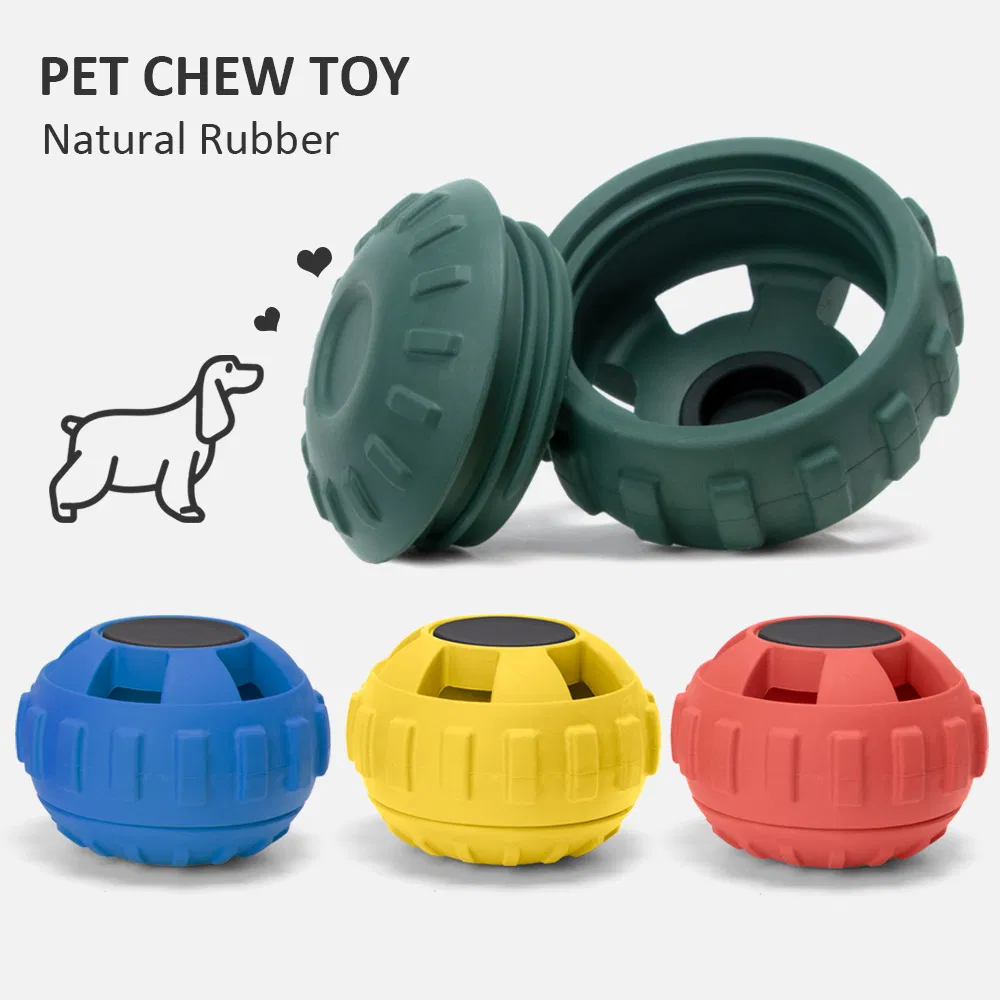 Natural Rubber Dog Chew Toy Ball Durable Cartoon Dog Treat Holes Puzzle Food Dispenser Natural Rubber Dog Toy Ring