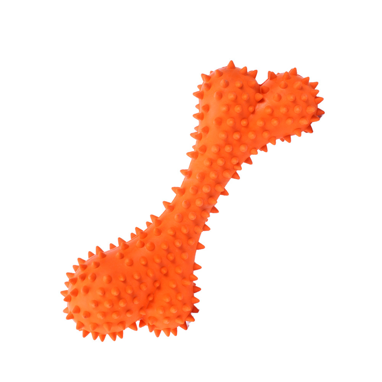 Bone Shape Durable Dog Chew Toy Multi-functional Teeth Cleaning Natural Rubber Dog Chew Toy for Aggressive Chewers