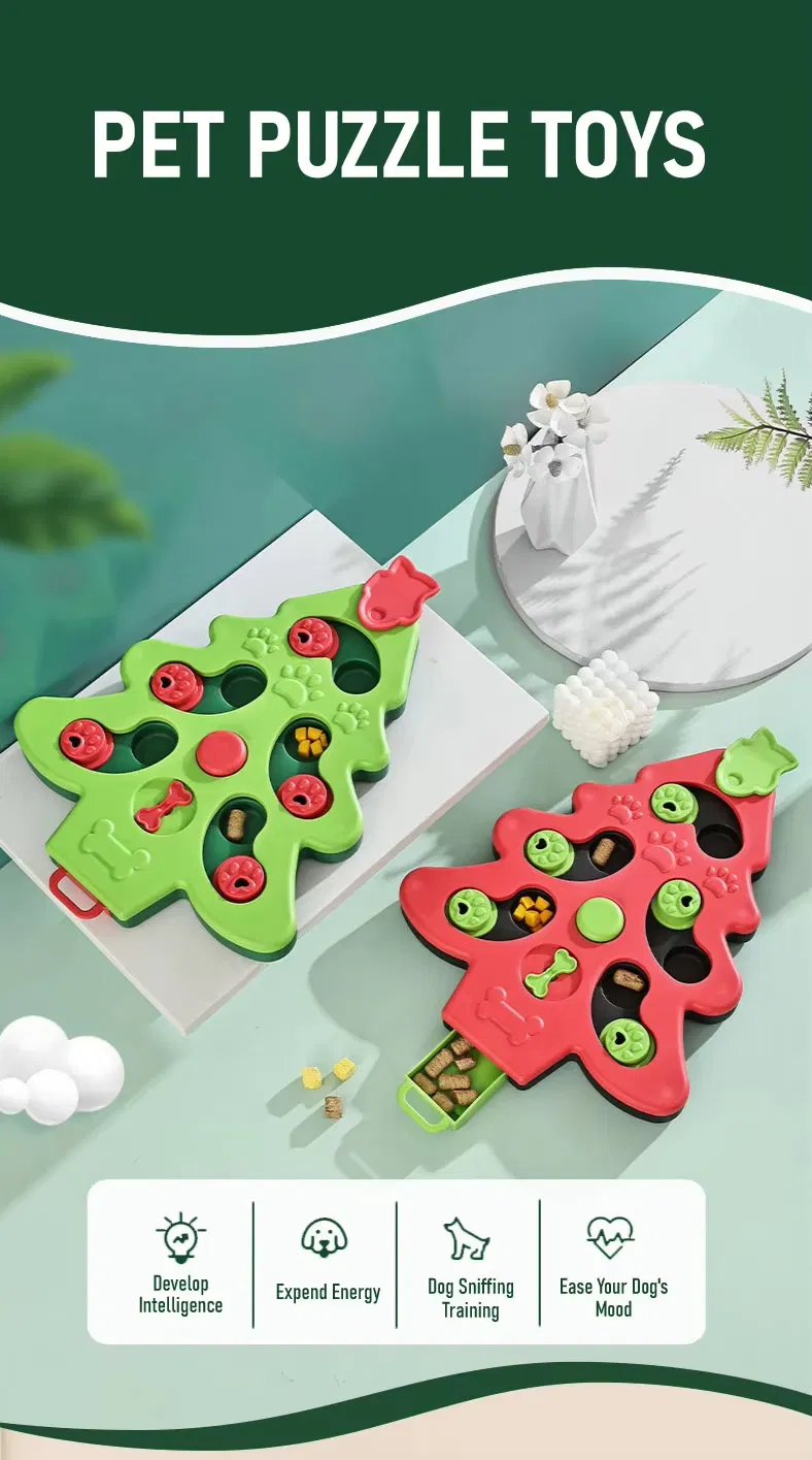 Pet Dog Christmas Tree Interactive Squeaky Pet Cat Dog Puzzle Toy