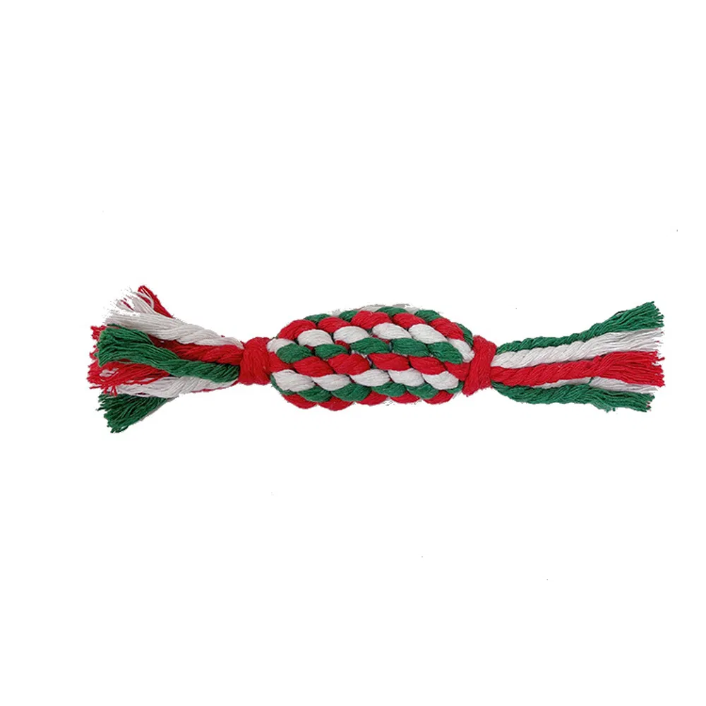 Knot Ball Bite Resistant Dog Toy Christmas Pet Cotton Rope Toy