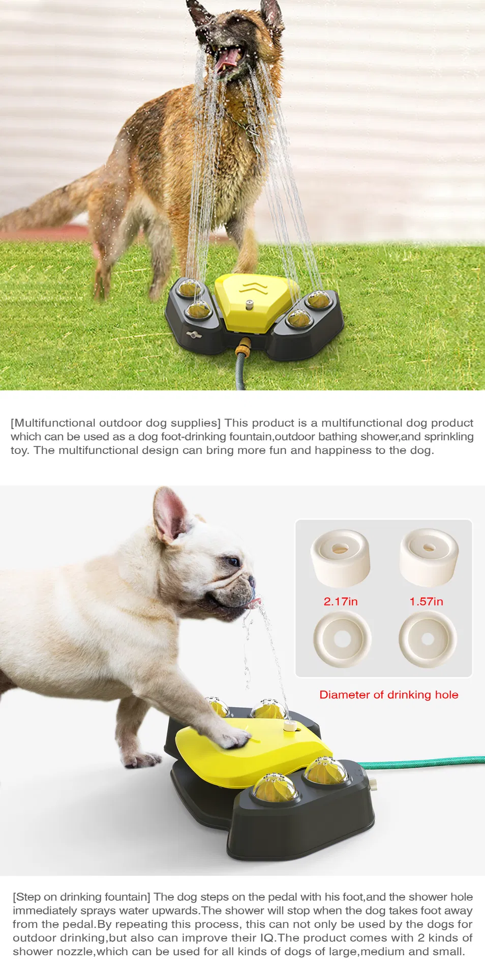 Dog Water Fountain Step on Dog Outdoor Water Toy Dispenser Improve Iq