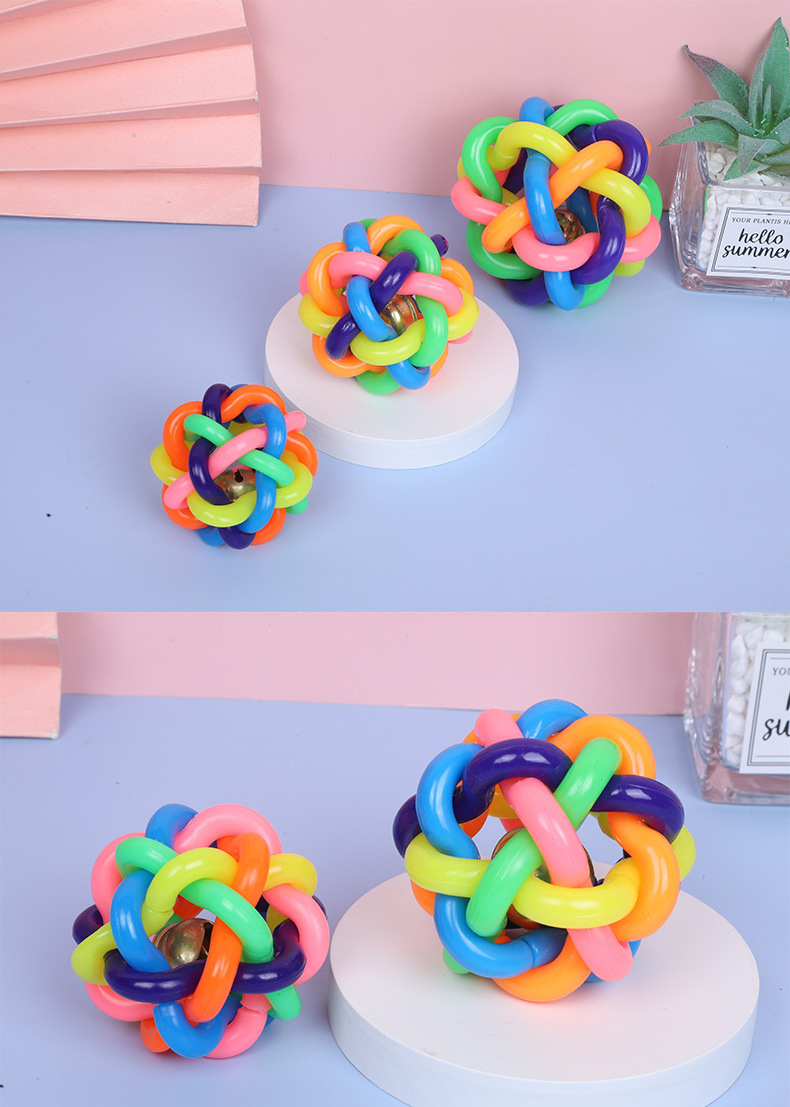 Colorful Bell Ball Small Rubber Braided Ball Puppy Chew Sound Pet Toy Ball Pet Supplies