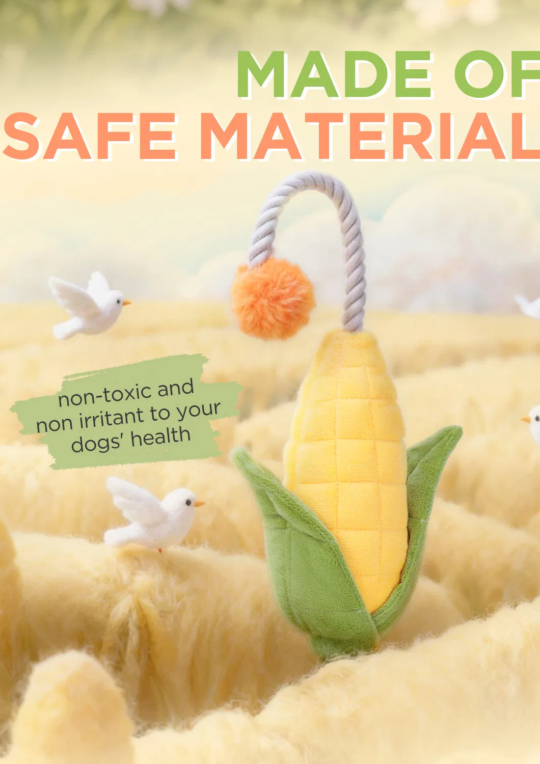 Pet Products Factory Custom Cute Corn Plush Dog Rope Chew Toy