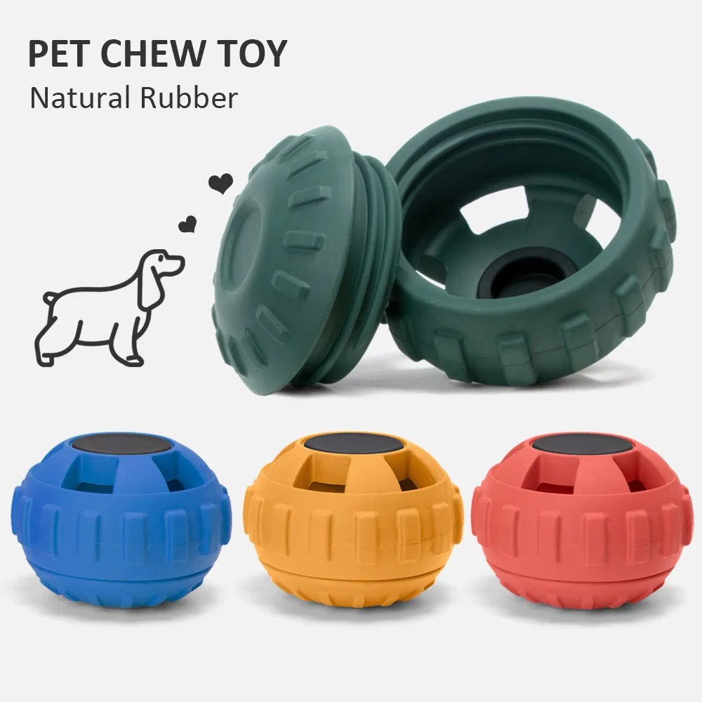 Natural Rubber Dog Chew Toy Ball Durable Cartoon Dog Treat Holes Puzzle Food Dispenser Natural Rubber Dog Toy Ring