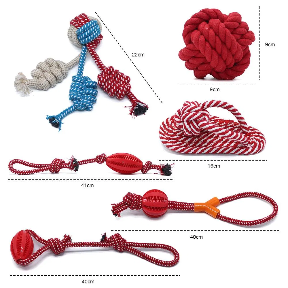 Durable Cotton Rope Dog Toys 10 Pack Gift Set Free Assortment Pet Chew Toy