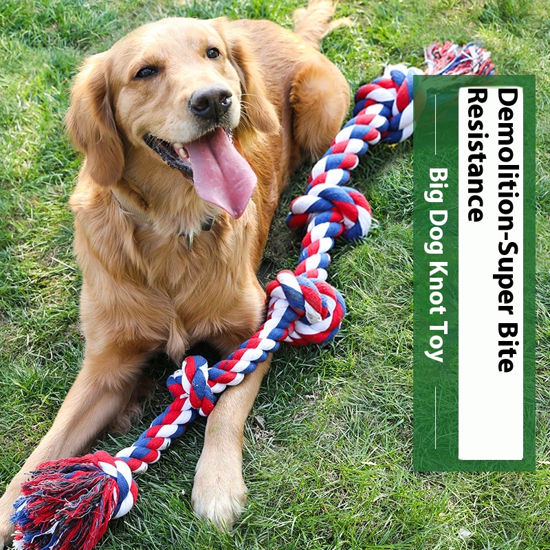 Human-Pet Interaction Durable Aggressive Chewers Heavy Duty Extra-long Cotton Rope Dog Teething Chew Toys for Large Breeds