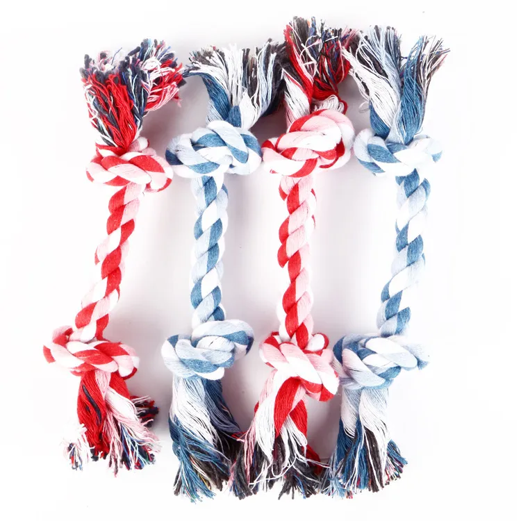 Amazon Hot Selling Dog Rope Toys Colorful Knotted Cotton Pet Toy