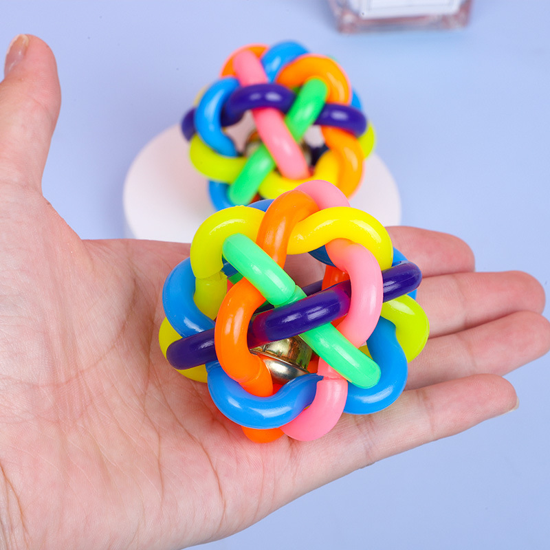 Colorful Bell Ball Small Rubber Braided Ball Puppy Chew Sound Pet Toy Ball Pet Supplies