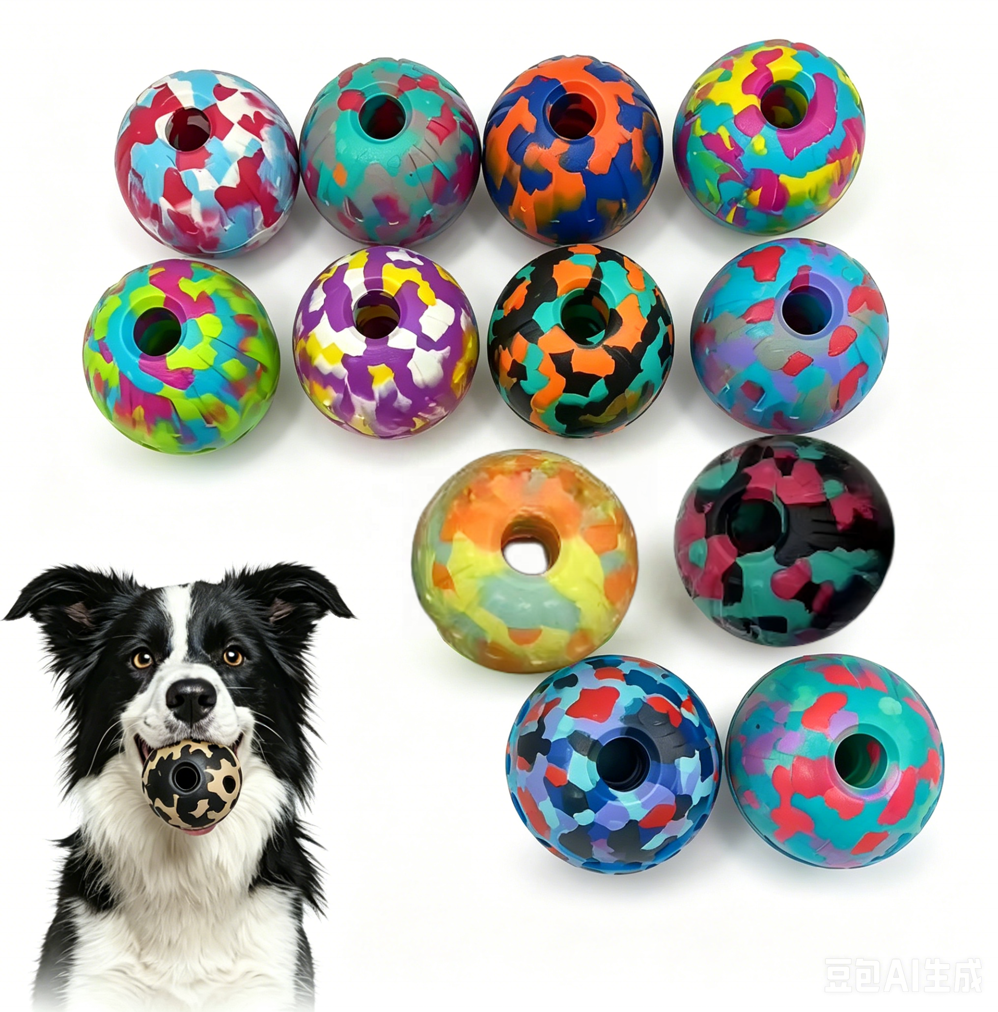 OEM Custom Non Toxic Perforated EVA Ball With Strong Bite Resistance Pet Chew Toys for Heavy Aggressive Chewers