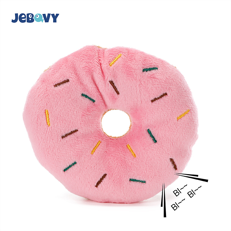 Wholesale New Design Fast Food Doughnut Squeaky Dog Toy Stuffed Plush Pet Toys for Dog