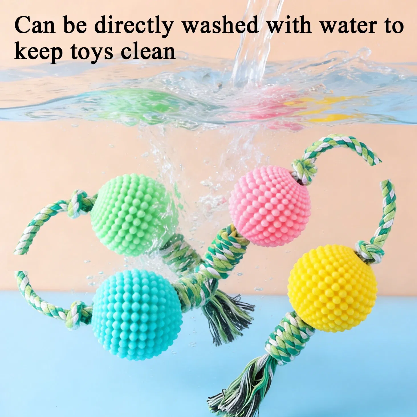 Dog Treat Dispensing Ball with Detachable Hemp Rope Teeth Cleaning Chew Toy