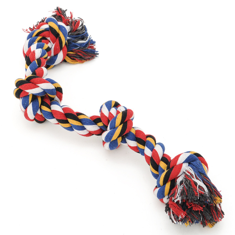 Dog Tug-of-War Chew Rope Toy Knotted Ball Polyester Durable Bite-Resistant Teething-Friendly Interactive Tugging Helps Daily