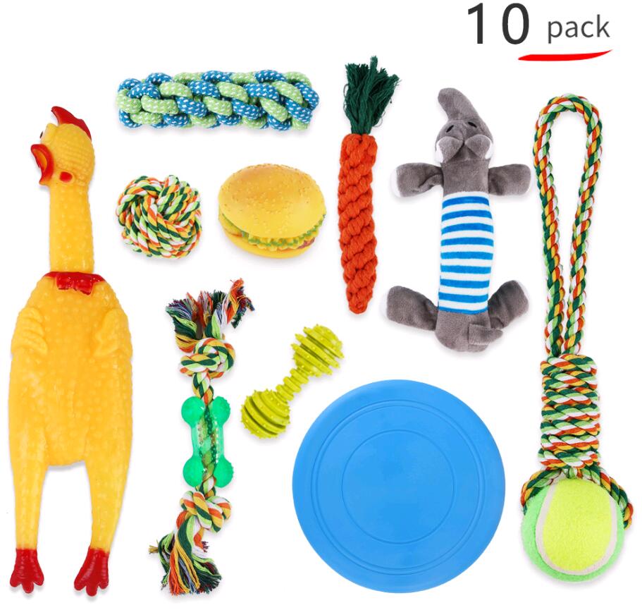 New Custom Plush Squeaky Chew Set Pet Dog Toys Interactive Pet Toys Training Dog Chew Toy