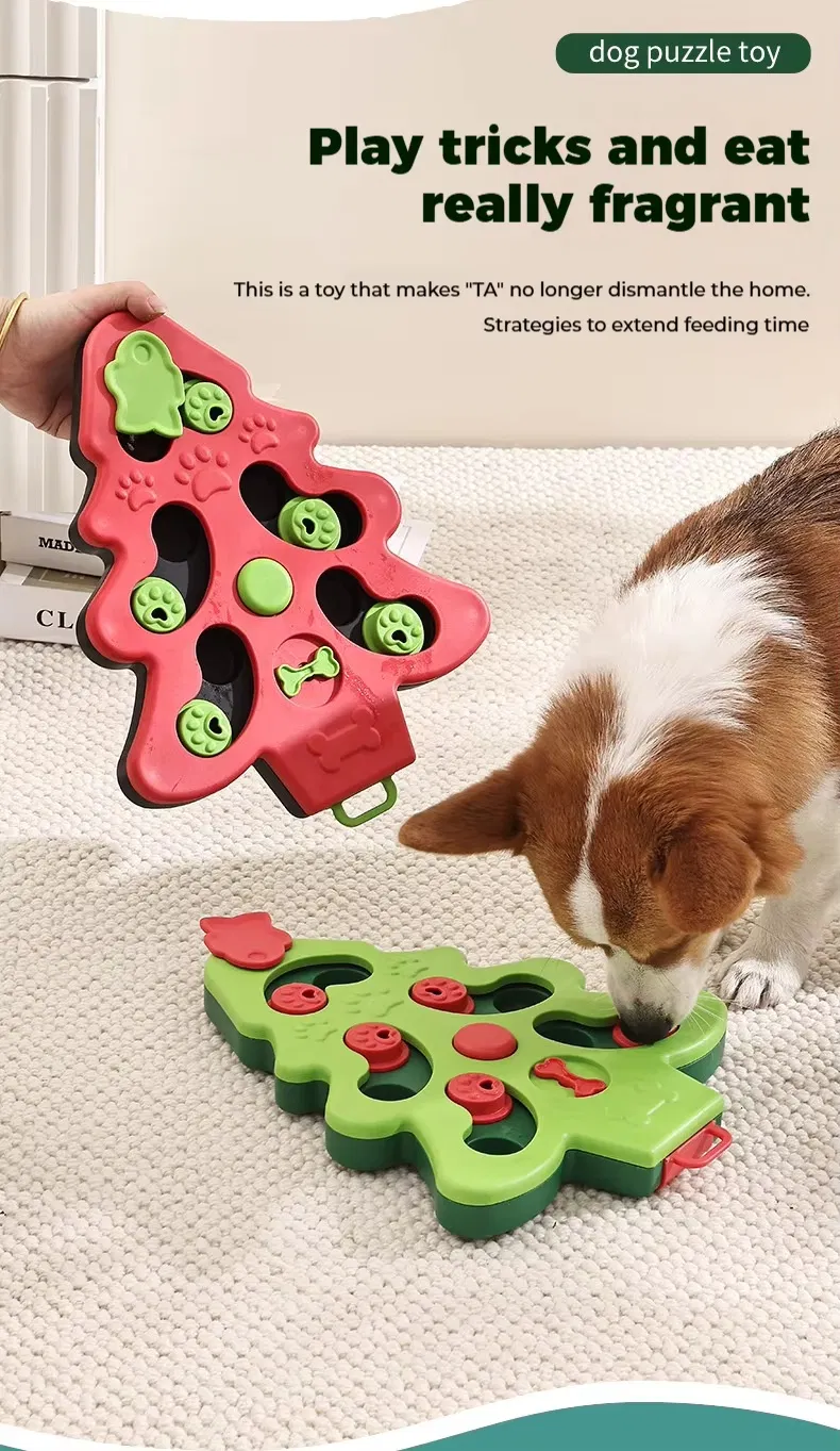 Pet Dog Christmas Tree Interactive Squeaky Pet Cat Dog Puzzle Toy