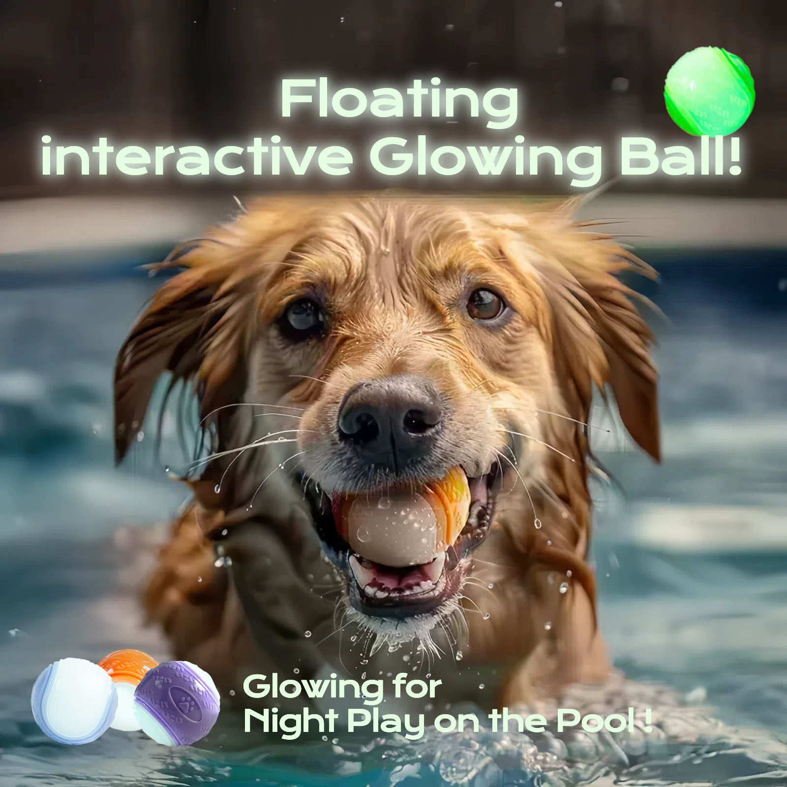 Custom Eco-Friendly Glow-in-the-Dark Dog Chew Toy Interactive Squeaky Floating Rubber &amp; TPR Balls Water Play