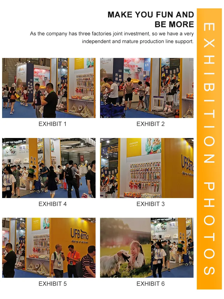 Exhibition booth showcasing dog training toys and pet supplies