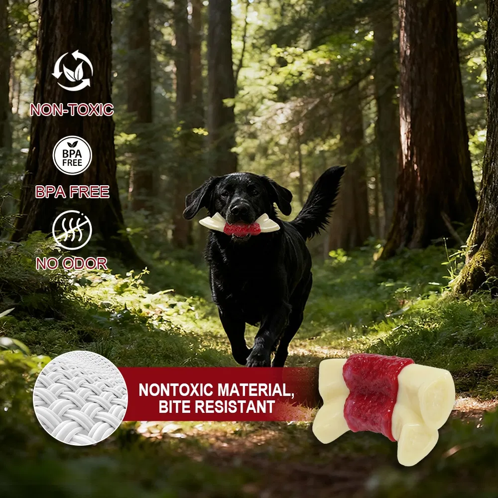 Eco-Friendly Beef Flavour Dog Chew Toys Durable Indestructible Nylon Toy for Aggressive Chewers Non-Toxic Dental Health