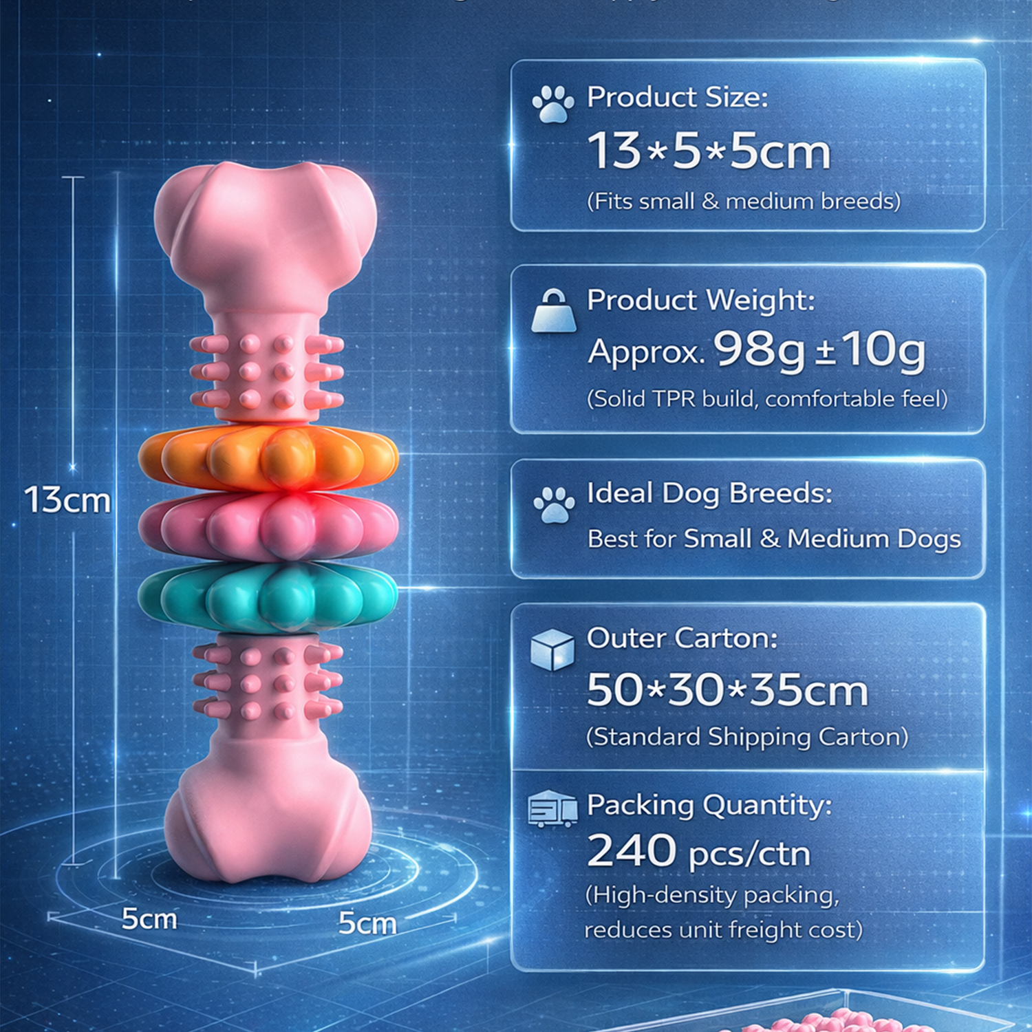 TPR Bone Shape Teeth Cleaning Gum Massage TPR Dog Bone Chew Toy