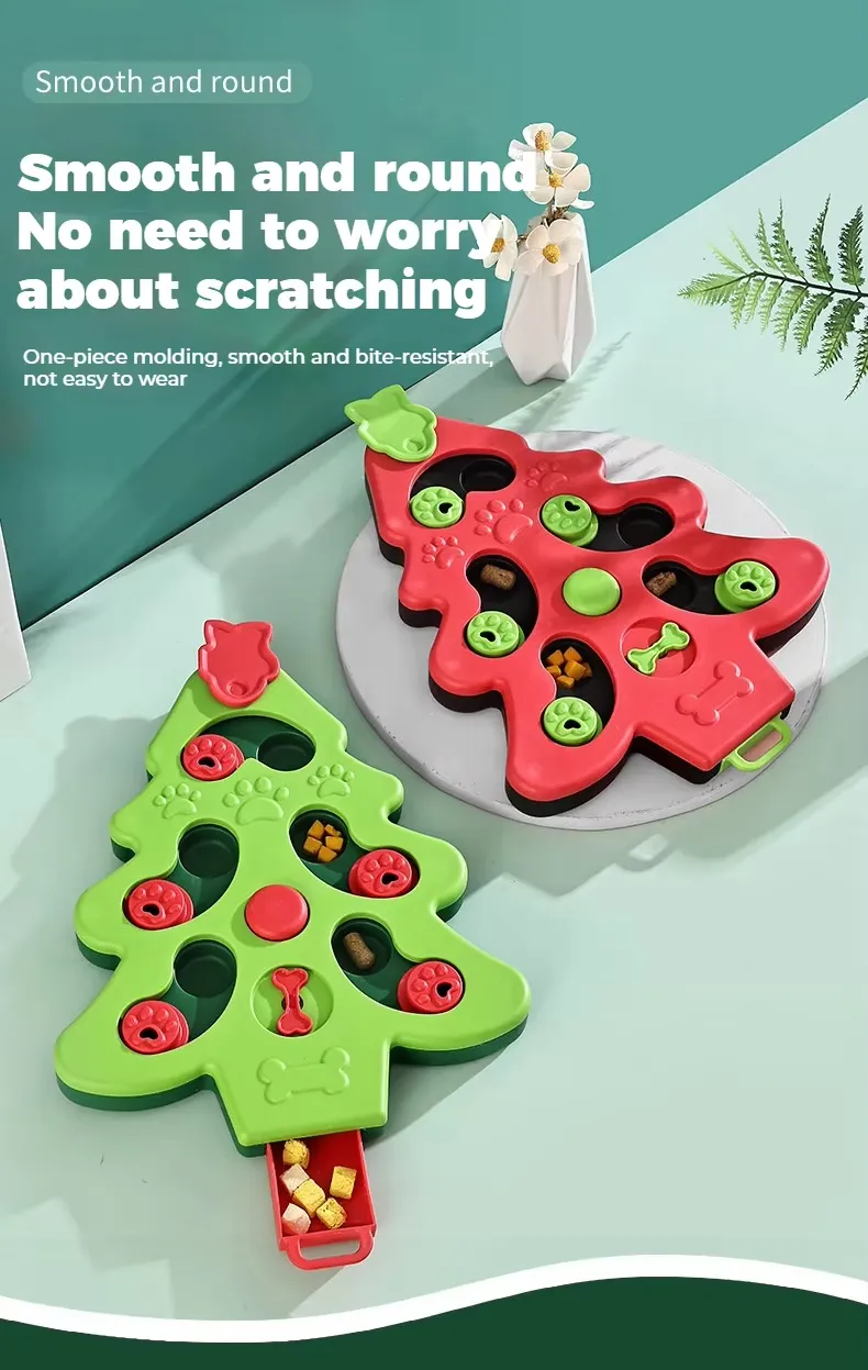 Pet Dog Christmas Tree Interactive Squeaky Pet Cat Dog Puzzle Toy