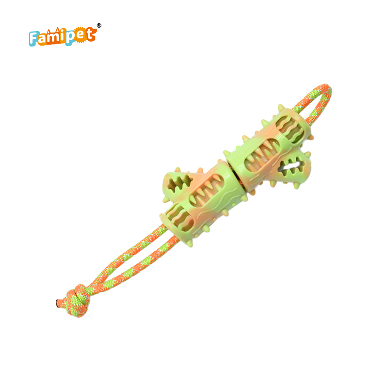 Famipet Wholesale New Design Dog Teeth Cleaning Durable Tpr Interactive Dog Tug Rope Toy Pet Chew Toy