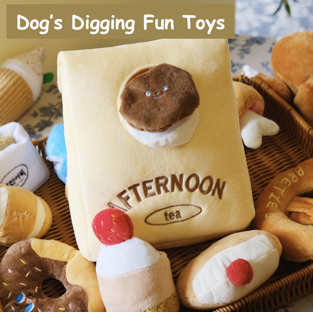 Plush Dog's Interactive Digging Fun Toys with Fruit &amp; Vegetable Pattern Hide Food Smelling Toy-Lovely Design