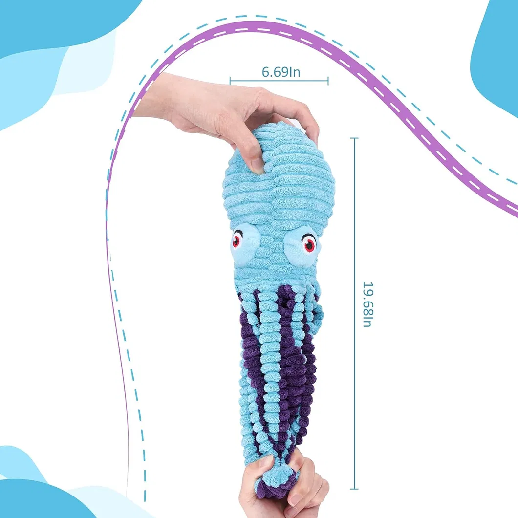 Octopus Plush Squeaky Dog Stuffed Chew Toy for Small Medium Large Dogs