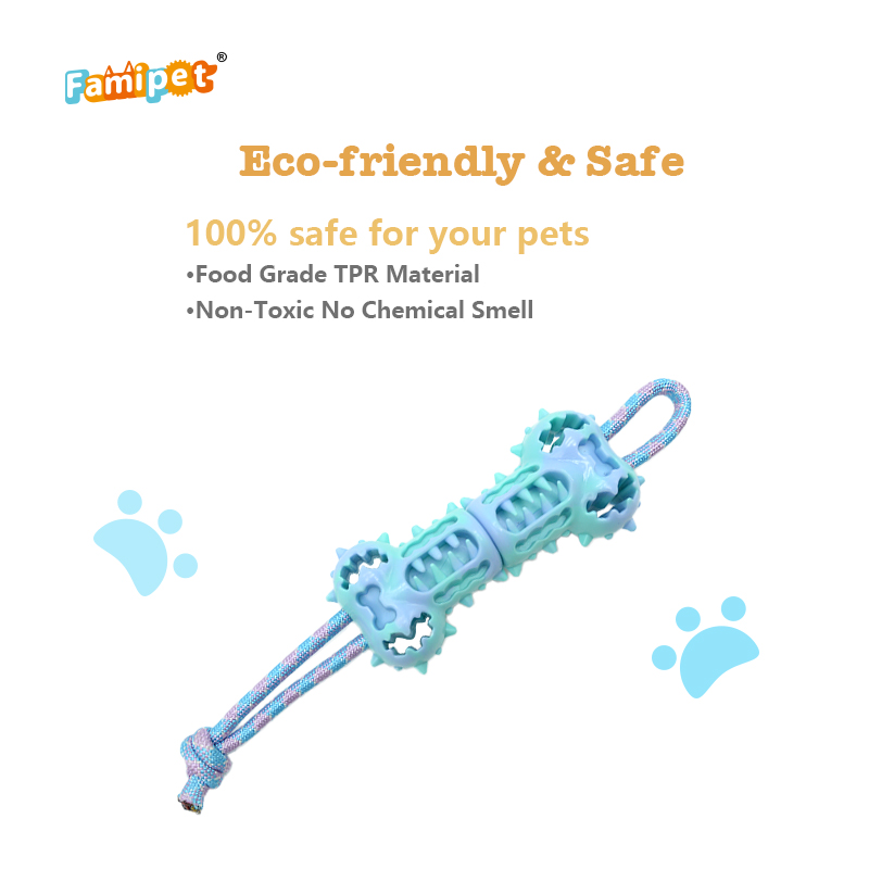 Famipet Wholesale New Design Dog Teeth Cleaning Durable Tpr Interactive Dog Tug Rope Toy Pet Chew Toy