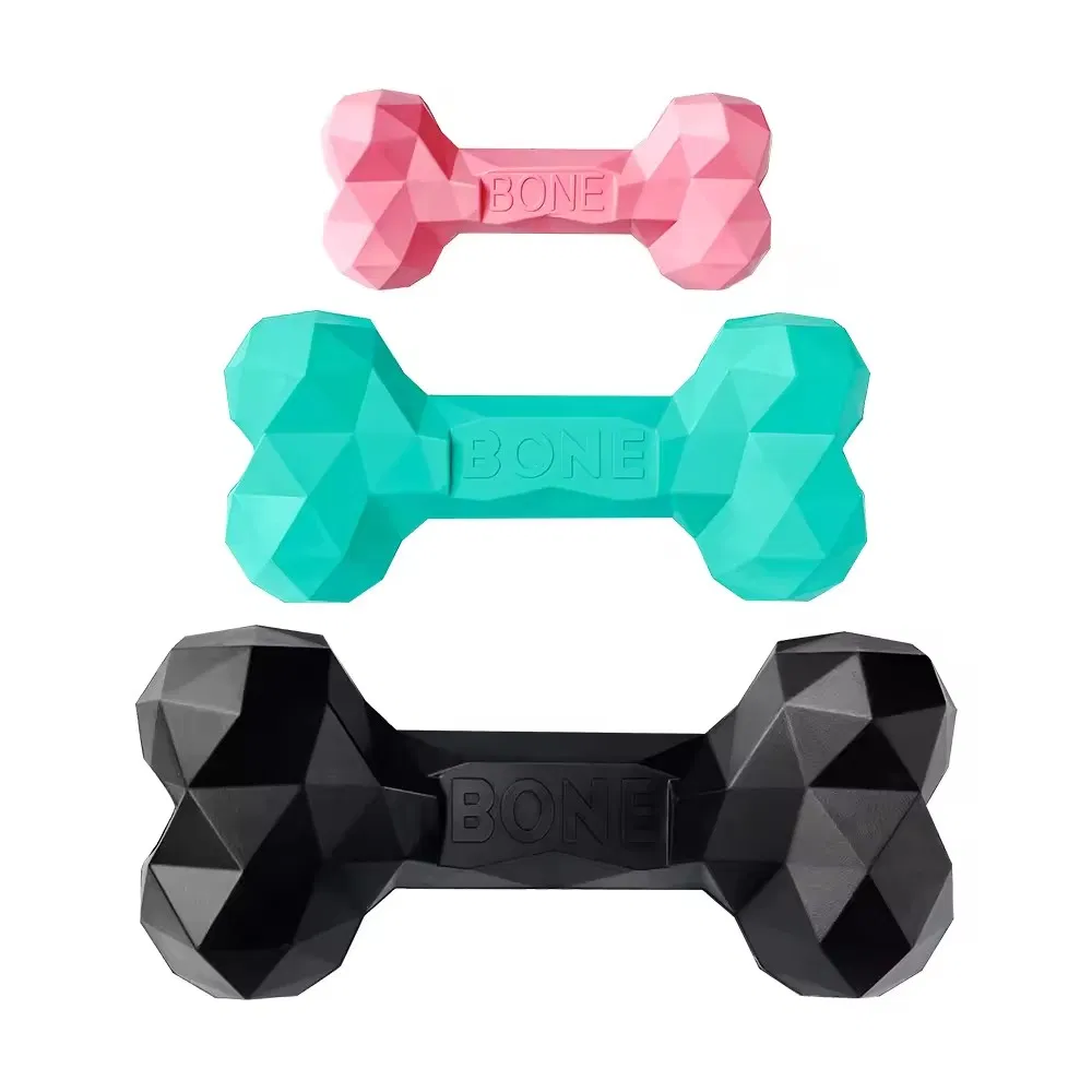 Diamond Bone Treat Food Stuff Dispensing Natural Rubber Dog Treat Bone Bite Chew Toy