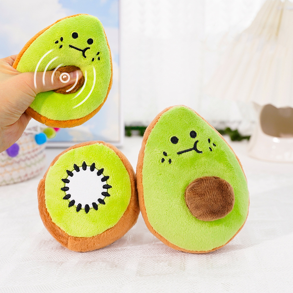 New Arrival Fruit Plush Toys For Dog Puppy Avocado Cute Pet Interactive Squeaky Toy Soft Squeak Dog Toy