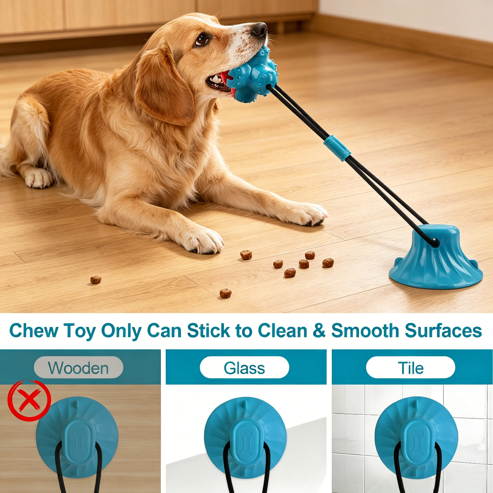 Interactive Cute Dog Suction Cup Rubber Chew Toy with Treat Dispensing Ball Durable TPR for Small &amp; Medium Dogs OEM