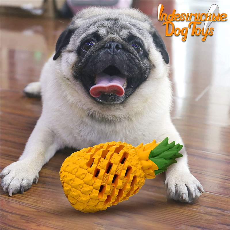 Pineapple Shape Indestructible Dog Chew Toys Durable Rubber Dog Toys for Aggressive Chewers