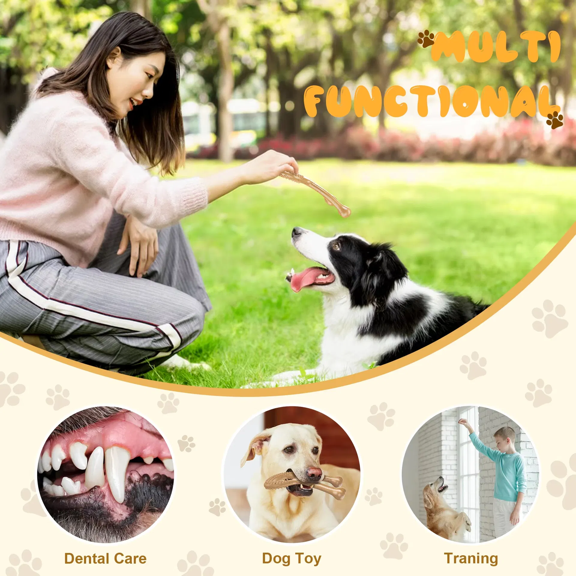 Beef Flavour Dog Chew Toys Nylon Non-Toxic Promotes Dental Health Durable Indestructible Dog Toy for Aggressive Chewers