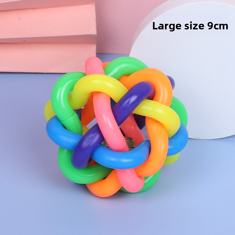 Colorful Bell Ball Small Rubber Braided Ball Puppy Chew Sound Pet Toy Ball Pet Supplies