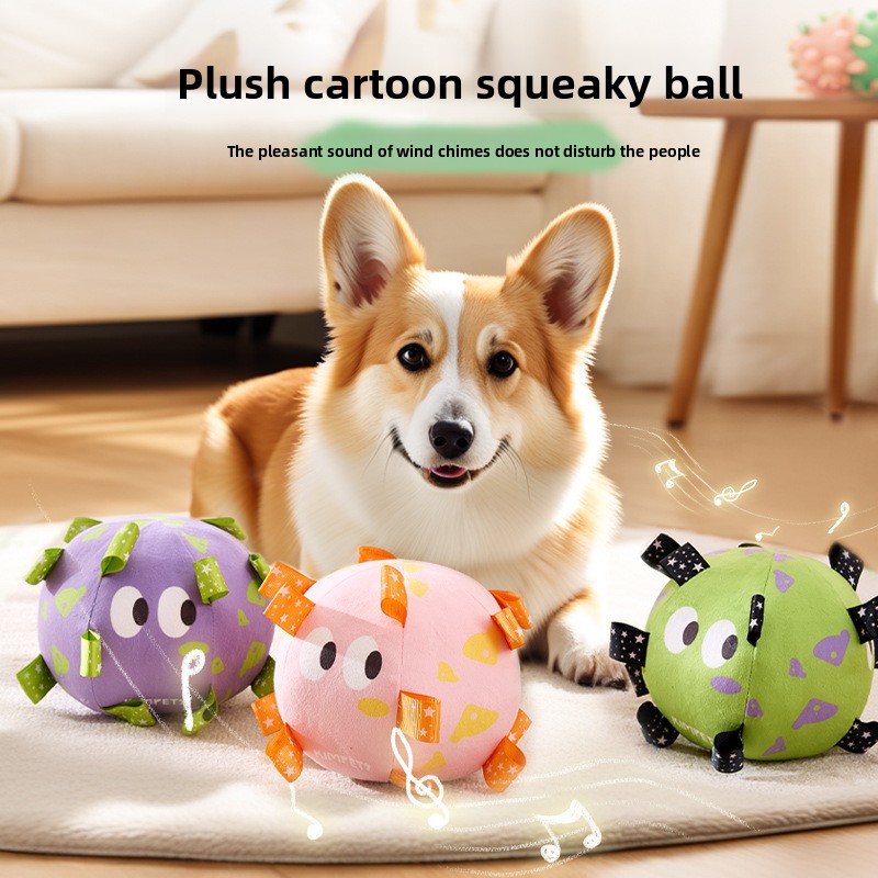Eco-Friendly New Dog Football Chew Toy Puppy Round Training Ball with Built-in Bell Carton Pet Supplies Wholesale