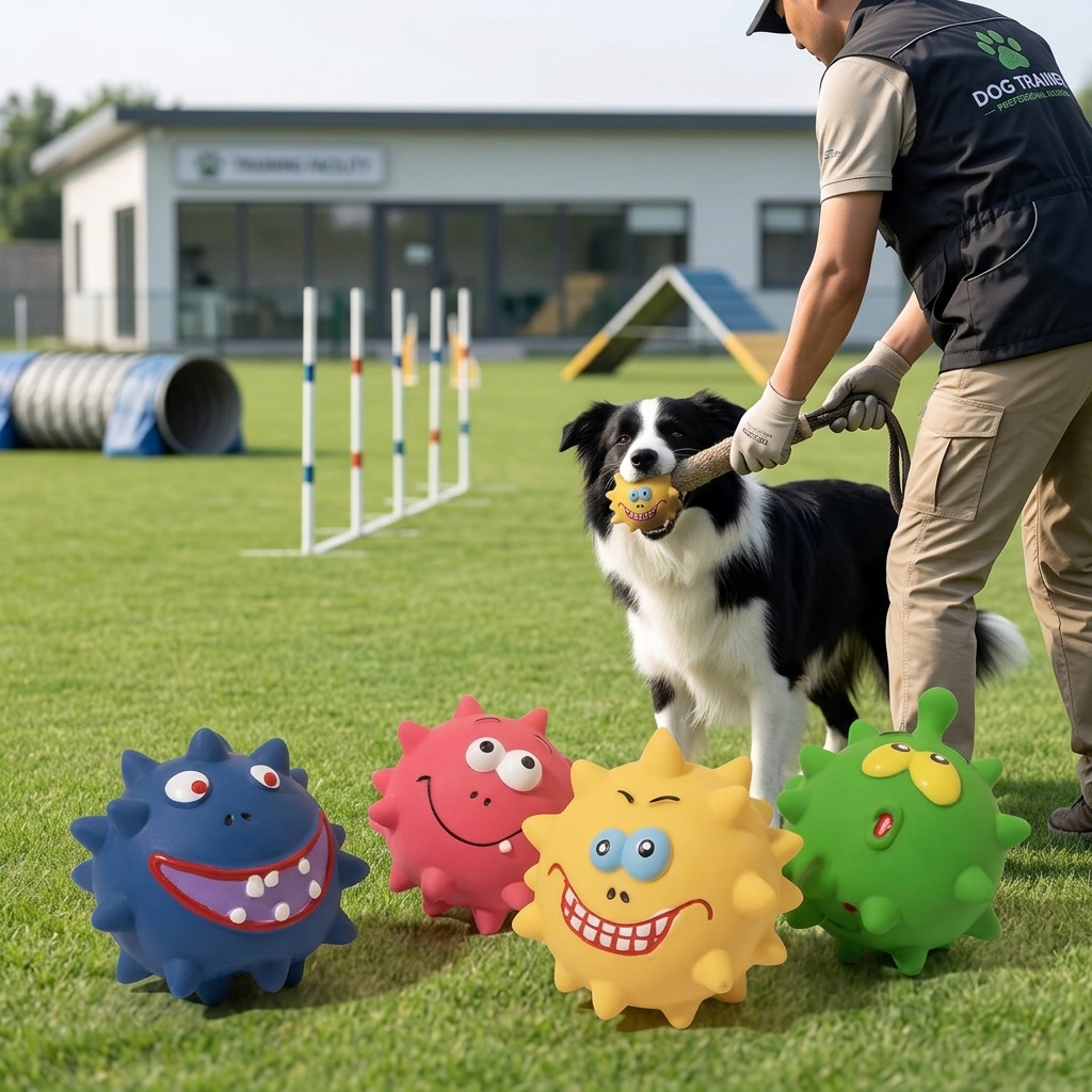 Squeaky Cute Reward Training Dog Toy Small Size Latex Spike Ball for Obedience Classes