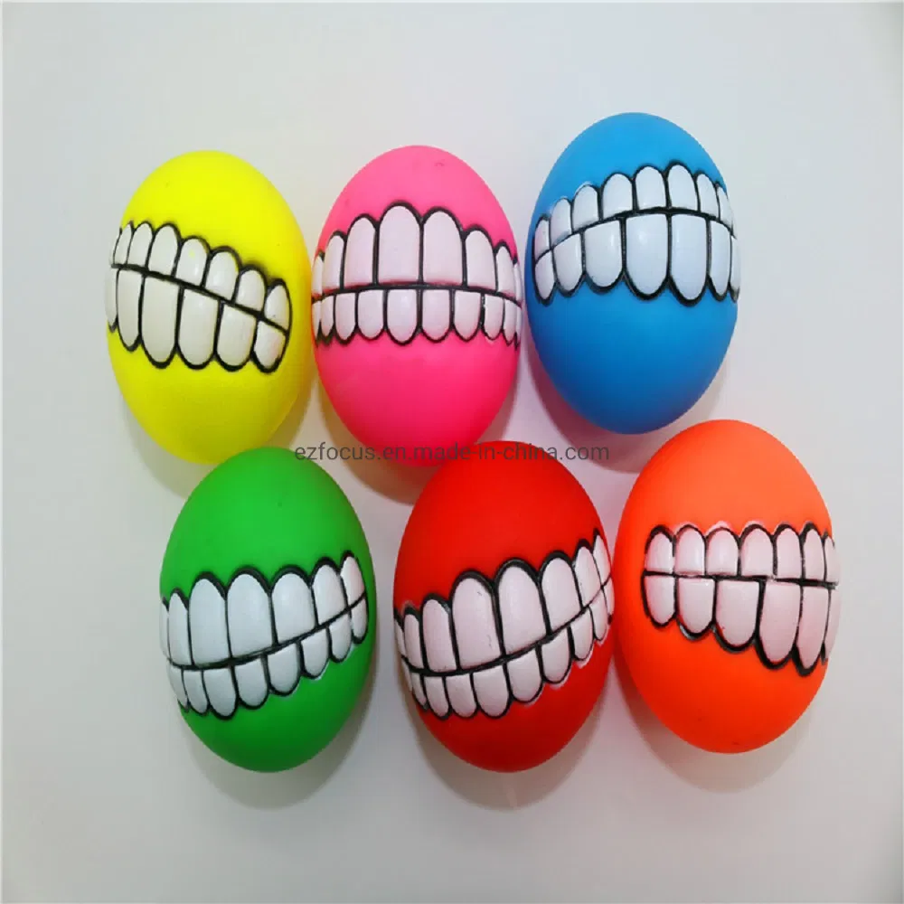 Squeaky Ball Pet Interactive Dog Chewing Toy with Funny Large Teeth Design 7