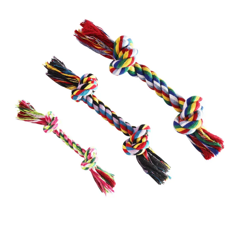 Amazon Hot Selling Dog Rope Toys Colorful Knotted Cotton Pet Toy